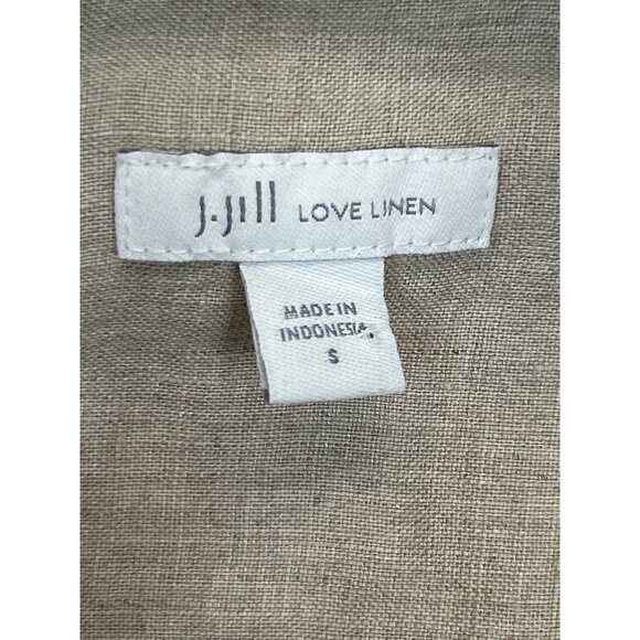 J.Jill Love Linen Tunic Top‎ Womens Small Beige Asymmetrical Hem Long Sleeve - Picture 3 of 7
